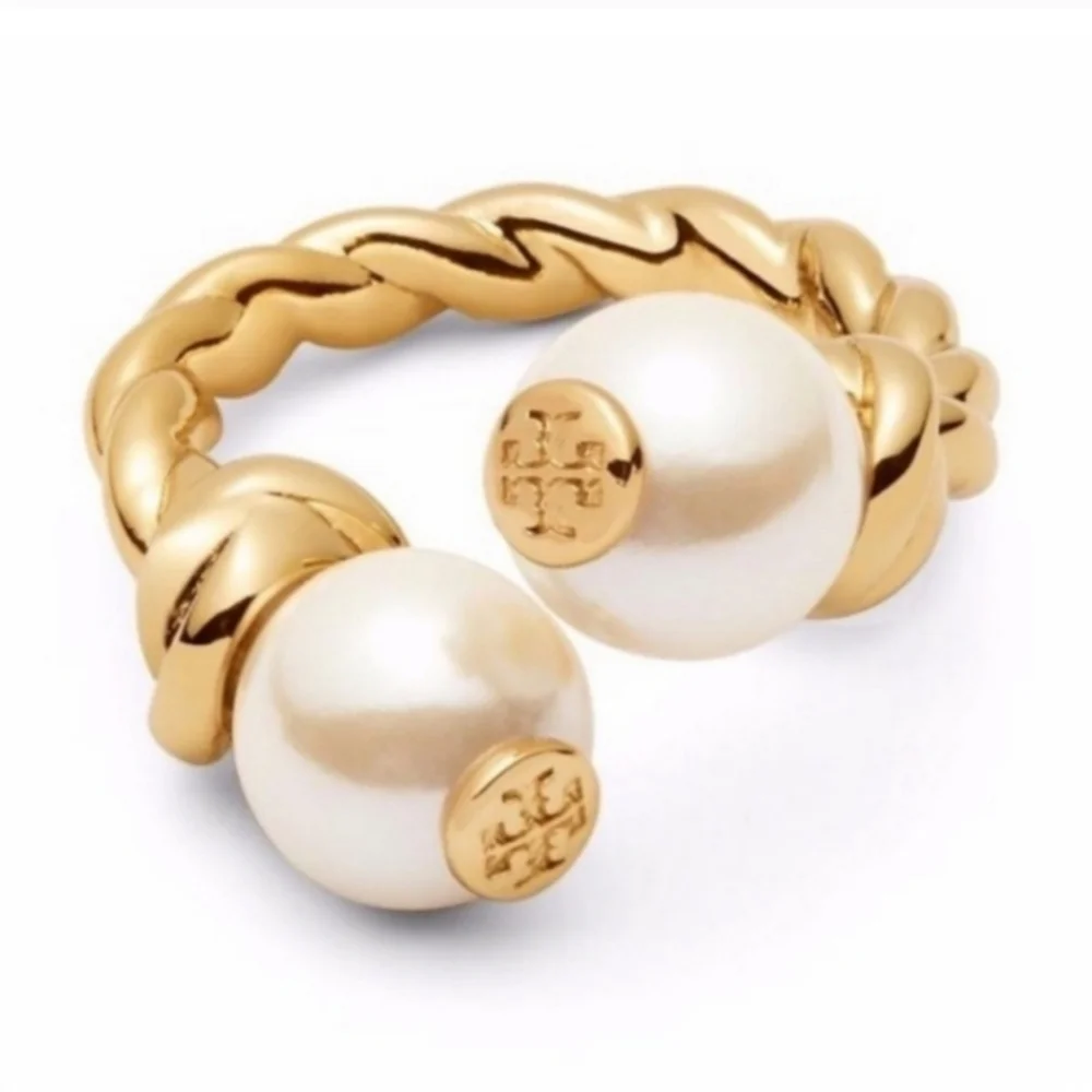 Tory Burch Twisted Pearl Ring Size 6